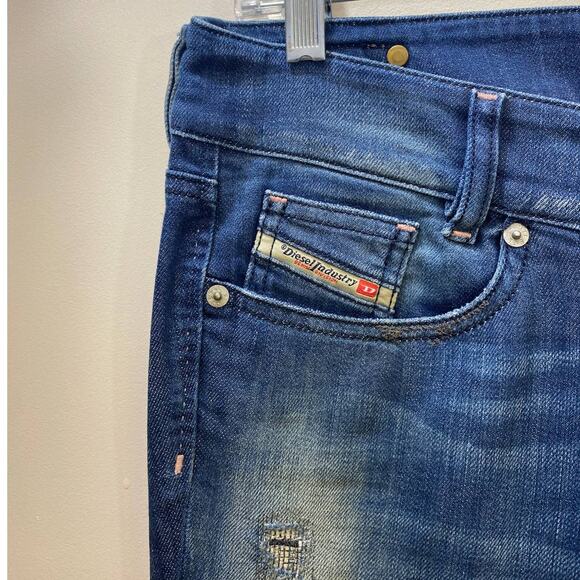 Diesel Louvely Flare Bottom Blue Wash Denim Jeans 27/34 - Picture 4 of 10